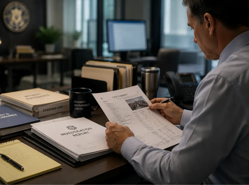 Internal affairs investigation team review